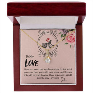 To My Love I Love You More Ribbon Necklace Gold Tone Luxury Box